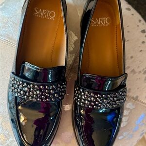 Franco Sarto, Sanrio Black Patent Studded Loafers